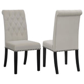 Best Furniture Outlet - Coaster - Alana Velvet Upholstered Dining Side Chair Sand (Set of 2) - 115182